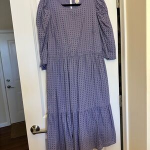 a new day Blue and White Ruffled Tiered Sundress